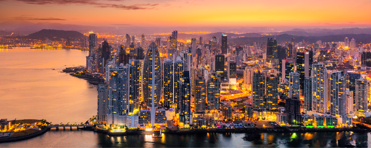 Panama City skyline in the evening