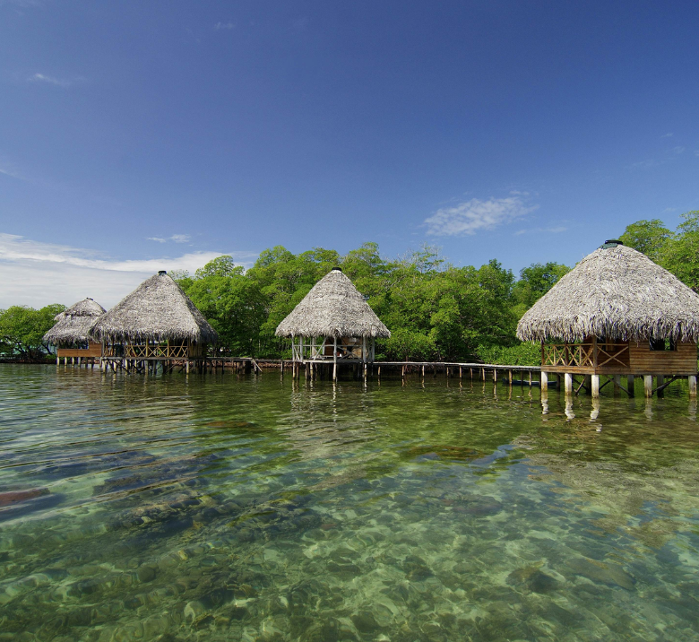 Overwater bungalows on Isla Bastimentos in Bocas