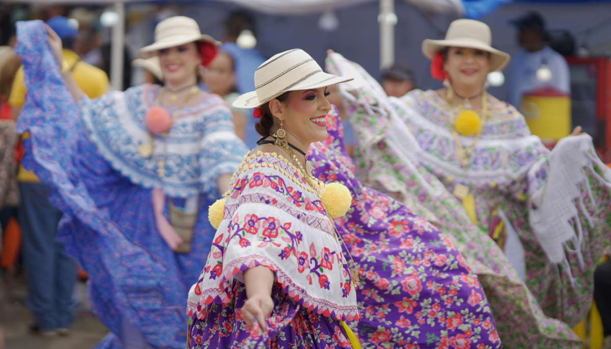 Colorful Traditional Dance in Panamanian Festival