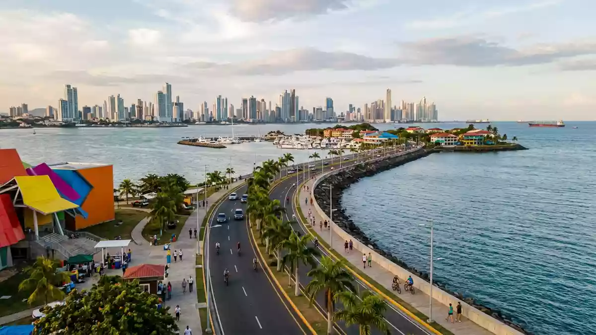Panama City skyline viewed from Amador Causeway