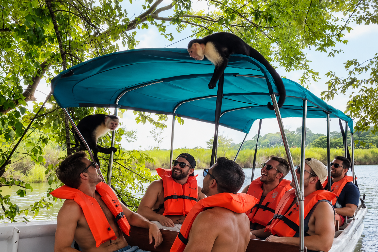 Friends on a group excursion to Monkey Island in Panama