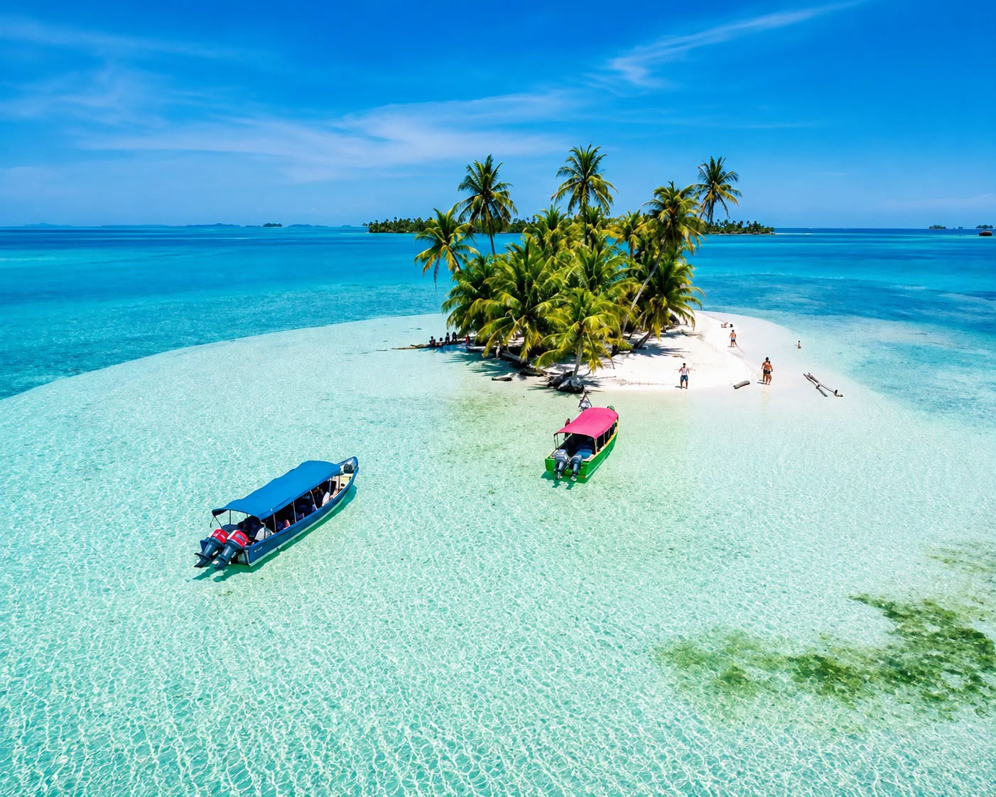 Traditional motorboat among the San Blas Islands